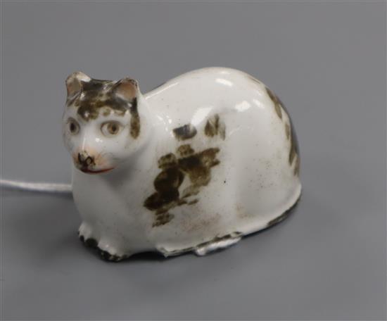 A Derby porcelain model of a recumbent cat, c.1830, L. 5.5cm